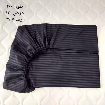 سرویس ملحفه مدل کشدار ni09090 طرح هتلی ساتن کد 140 دو نفره سه تکه