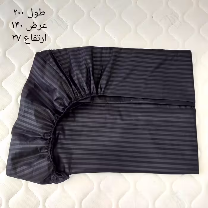 سرویس ملحفه مدل کشدار ni09090 طرح هتلی ساتن کد 140 دو نفره سه تکه
