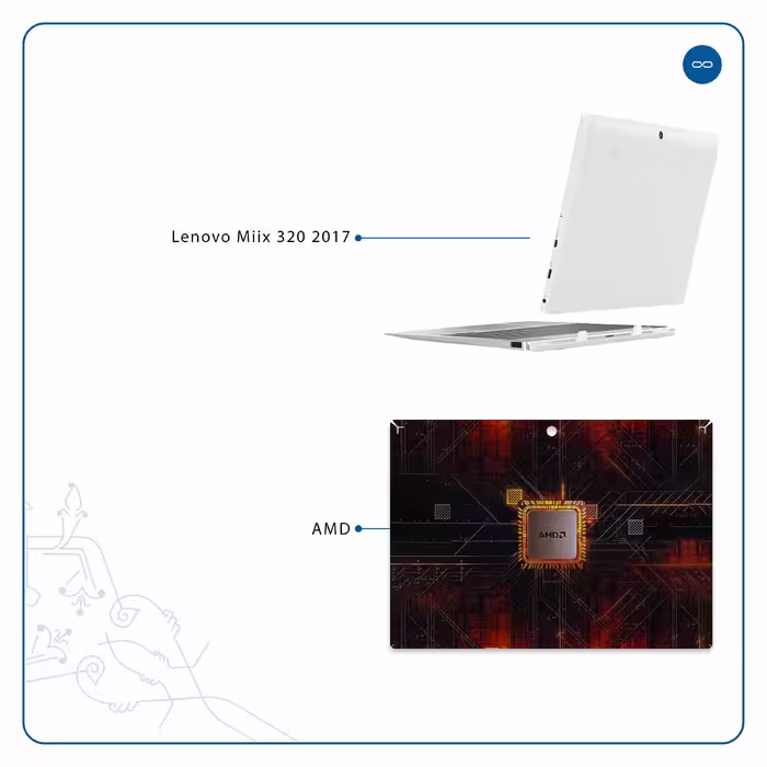 برچسب پوششی ماهوت مدل AMD Brand مناسب برای تبلت لنوو Miix 320 2017