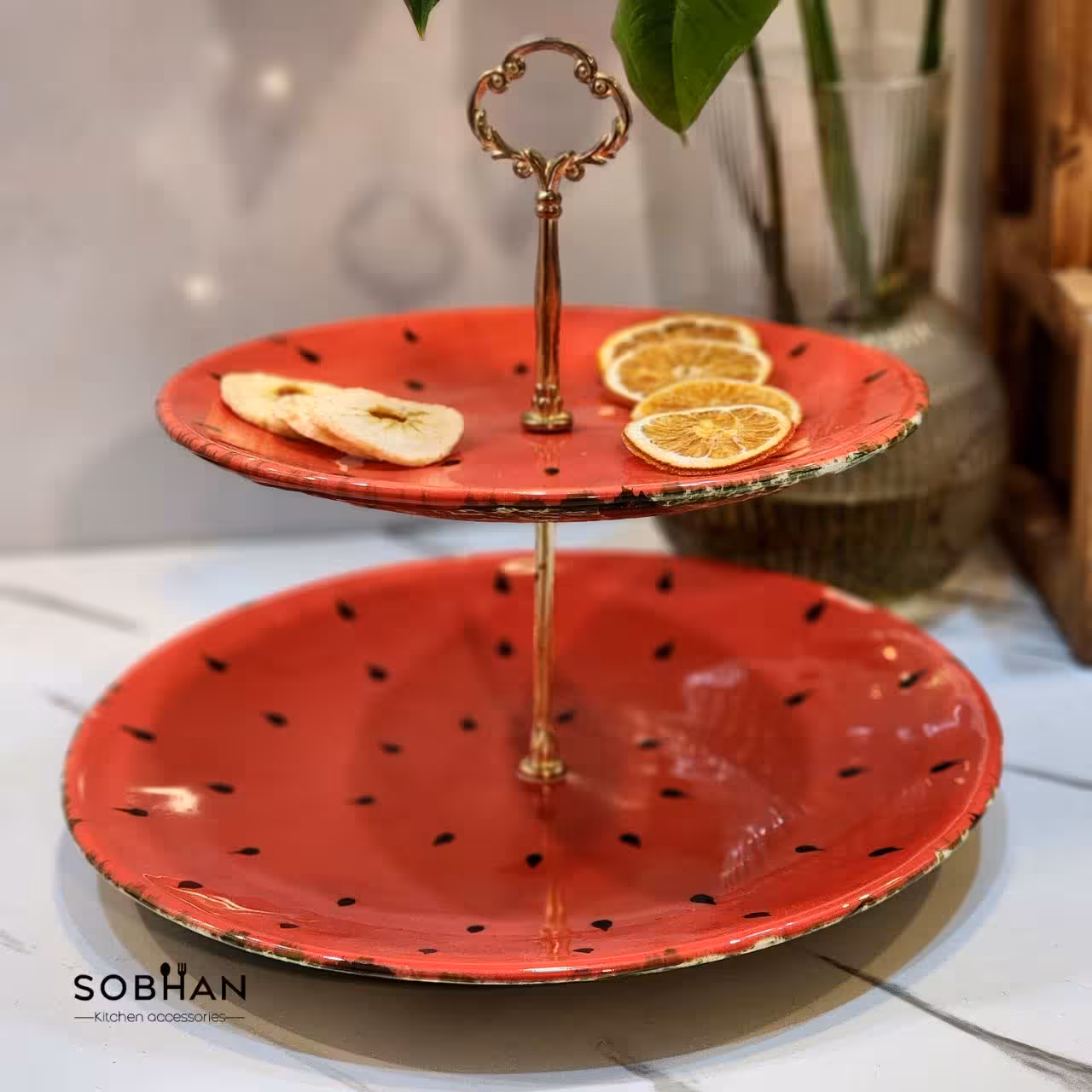 شیرینی خوری دو طبقه طرح هندوانه