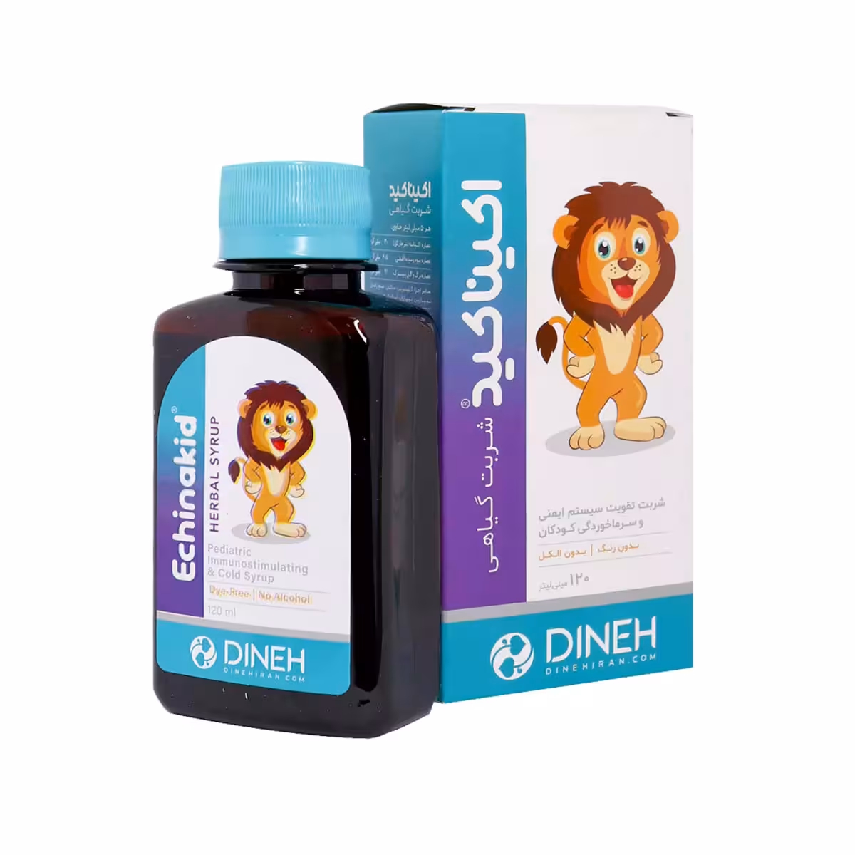 شربت گیاهی اکیناکید حجم120 میلی لیتر دینه