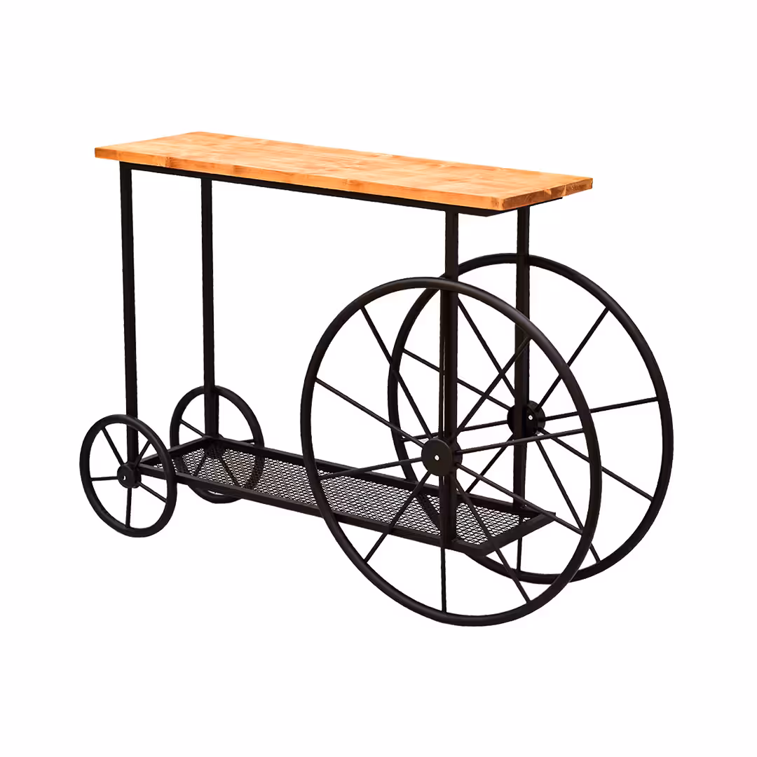 کنسول کالسکه چوبی و فلزی