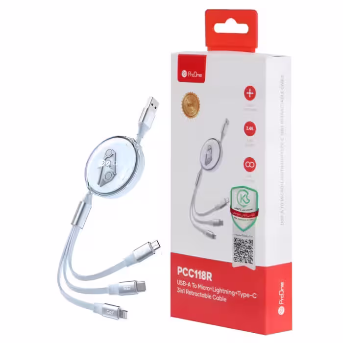 کابل شارژ و تبدیل USB سه در یک پرووان مدل PROONE PCC118R 1.1M آبی