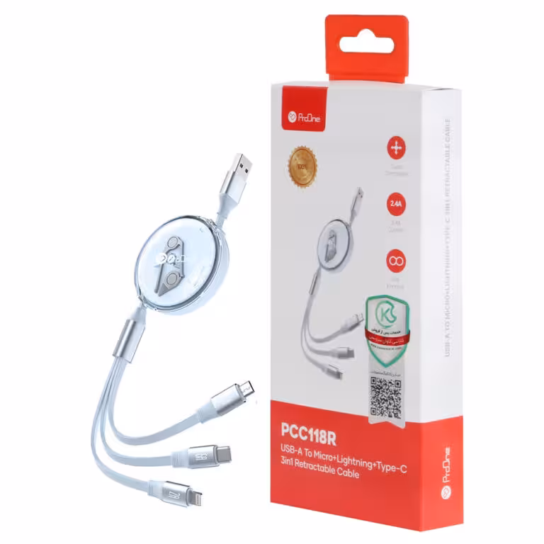 کابل شارژ و تبدیل USB سه در یک پرووان مدل PROONE PCC118R 1.1M آبی
