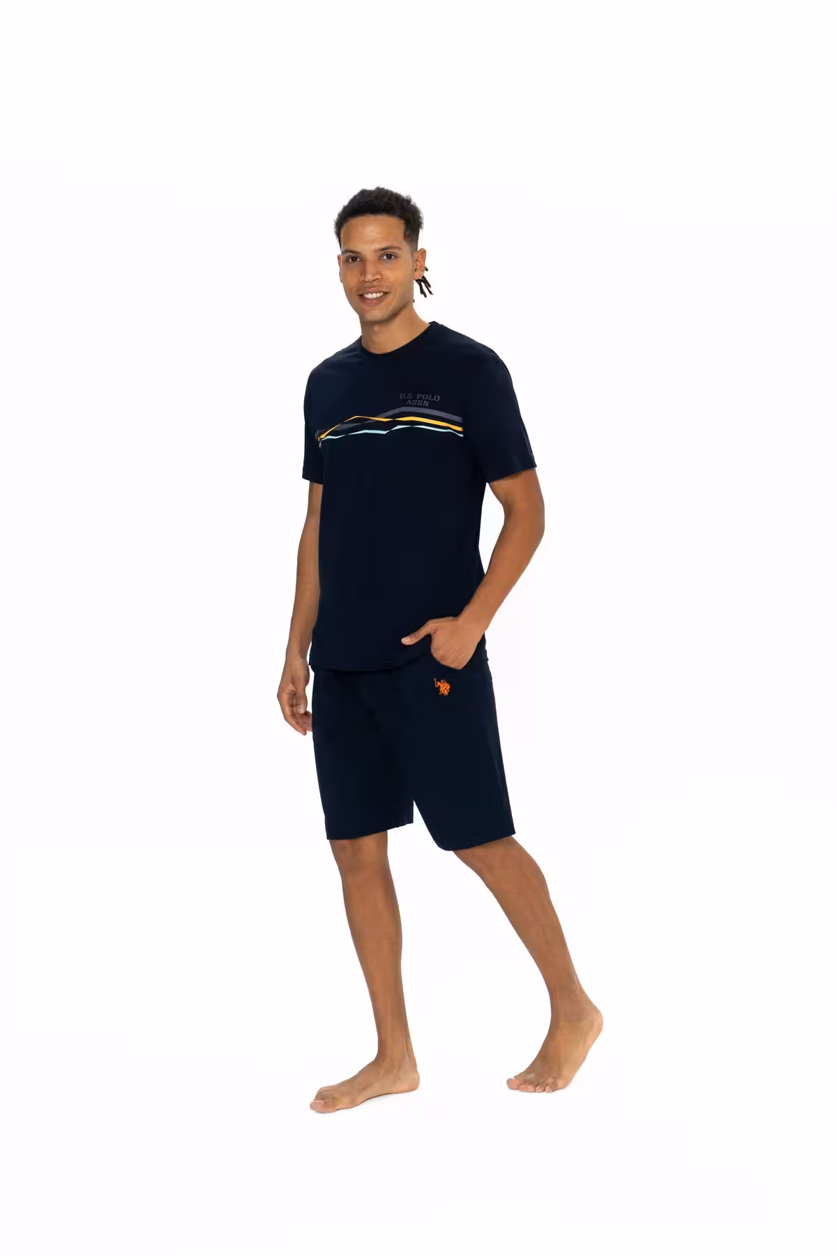 ست پیژامه مردانه پایه چوگان ASSN. لباس خواب تابستانی الگوی مردان به رنگ آبی U.S. Polo Assn.