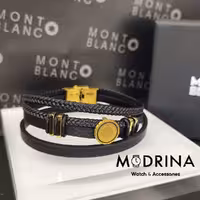 دستبند مون بلان چند بندی مشکی طلایی