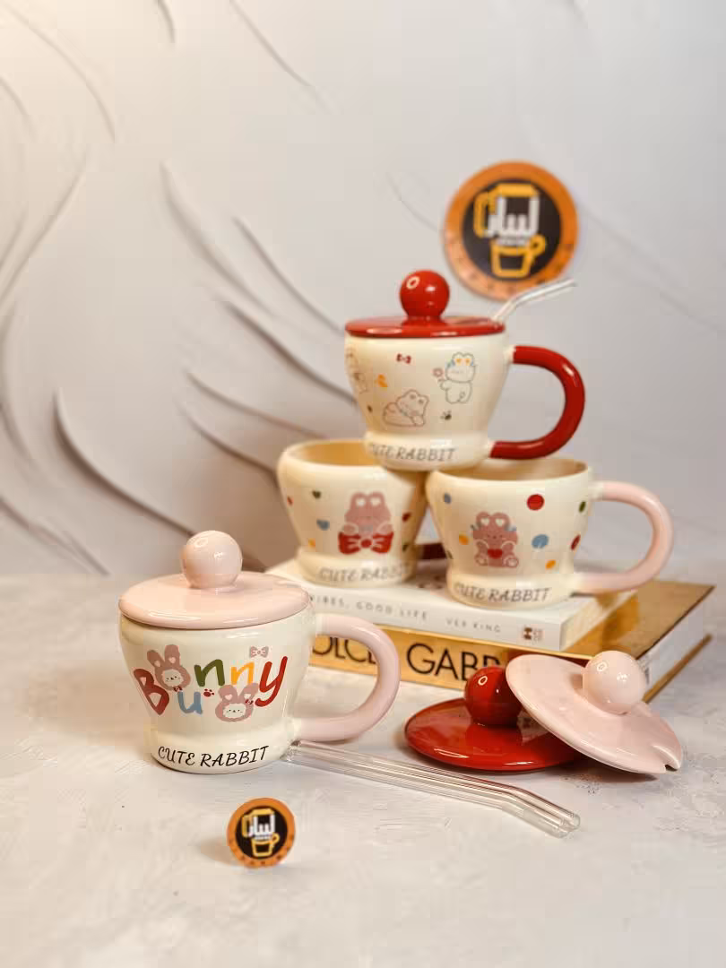 ماگ خرگوشی درب توپی نی دار کد 1996