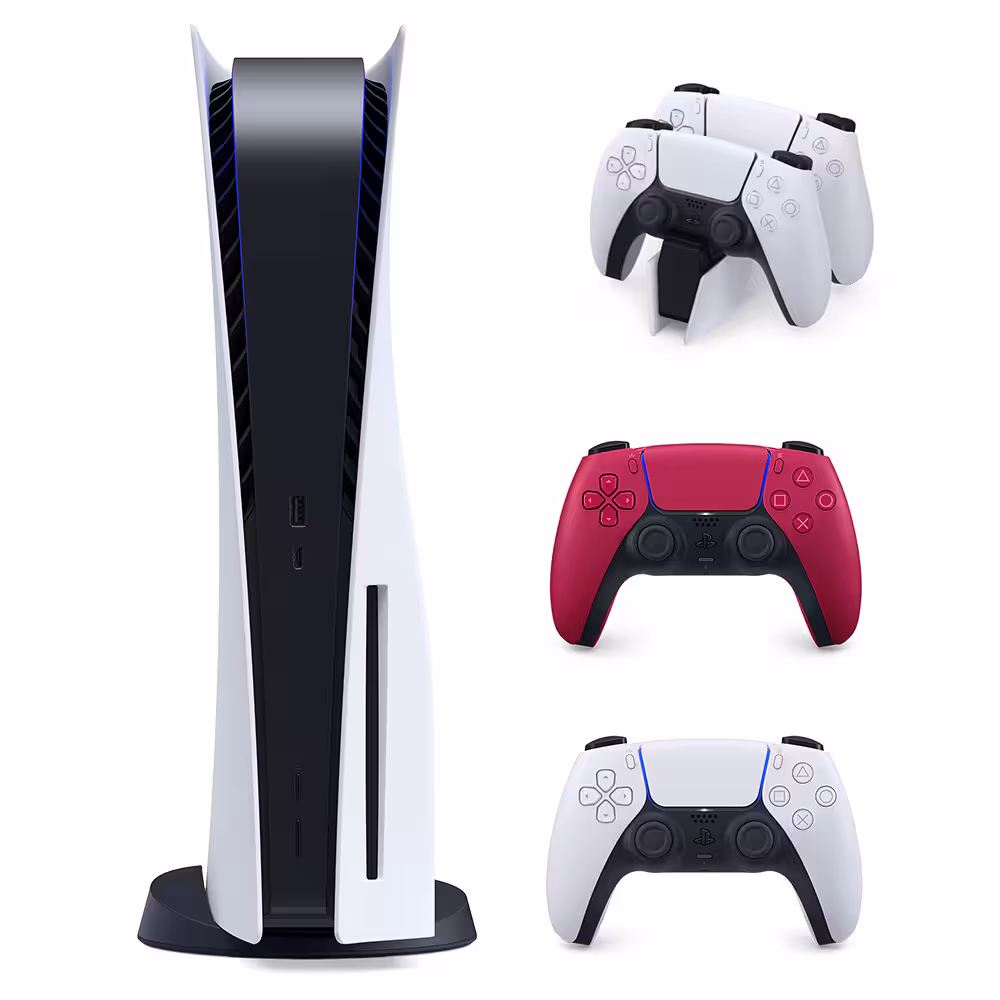 باندل کنسول بازی سونی مدل پلی استیشن (Playstation 5 (1100 Drive به یک پایه شارژر و یک دسته بازی