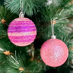 گوی کریسمس صورتی 6 عدد 7 سانت کد 486