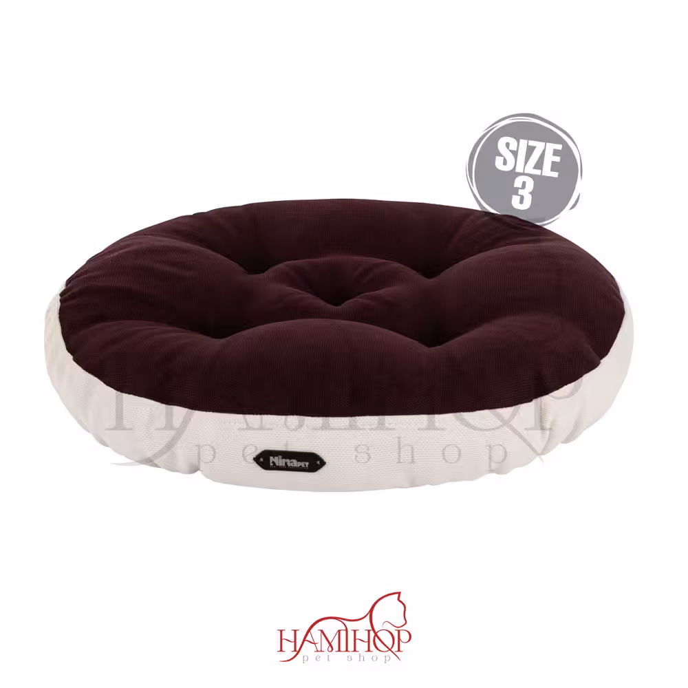 جای خواب سگ و گربه مدل گرد رنگ بادمجانی سایز3