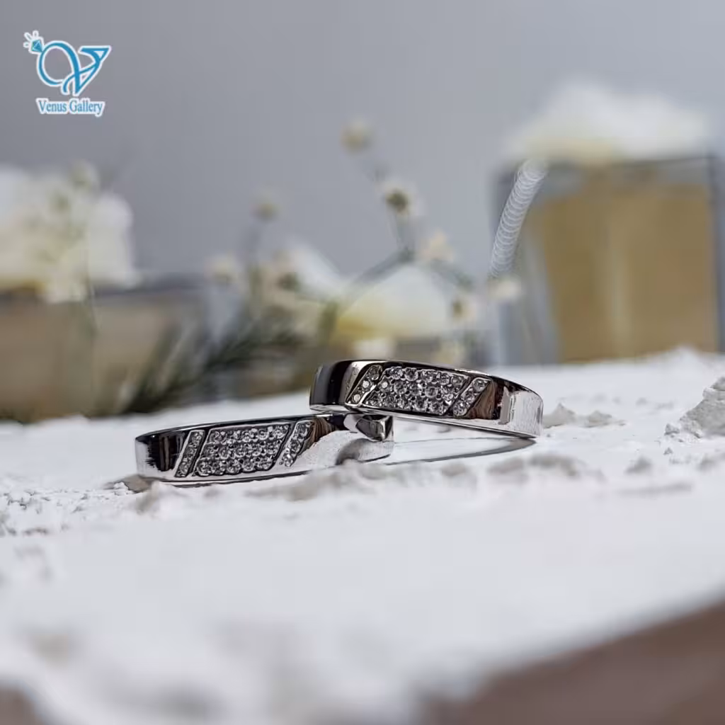 حلقه ست نقره طرح طلا سفید کد 3564