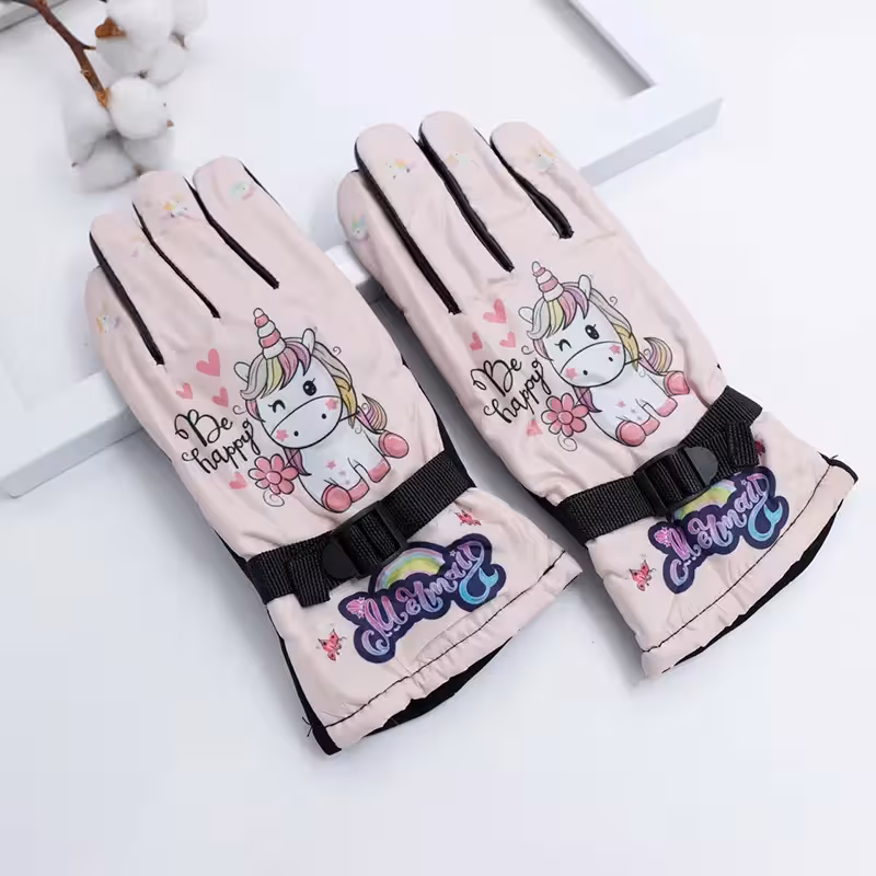 دستکش ضدآب فروزان اسب تک شاخ رنگ صورتی کم رنگ کد 51138