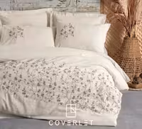 روتختی لینن بژ طرح گلدوزی دونفره Hemera