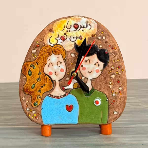 ساعت رومیزی رنگین گلس طرح هفت