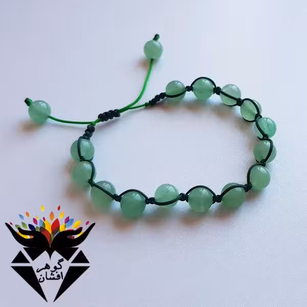 دستبند آونتورین سبز اصل طرح بافت D3126