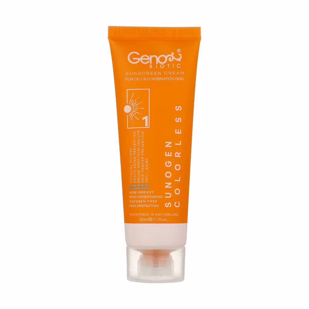 ژنو -ضد افتاب بی رنگ SPF50پوست چرب