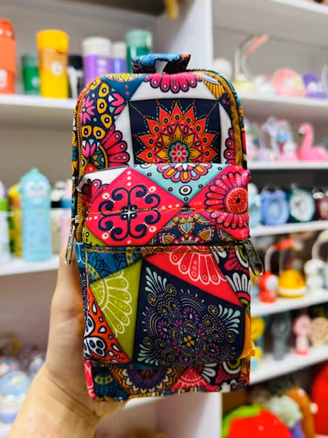 جامدادی 3 زیپ مدل کوله پشتی طرح سنتی