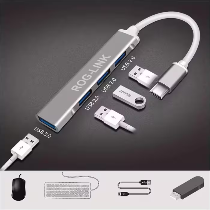 هاب 4 پورت USB-C برند راگ لینک مدل 4IN1-TYPE-C