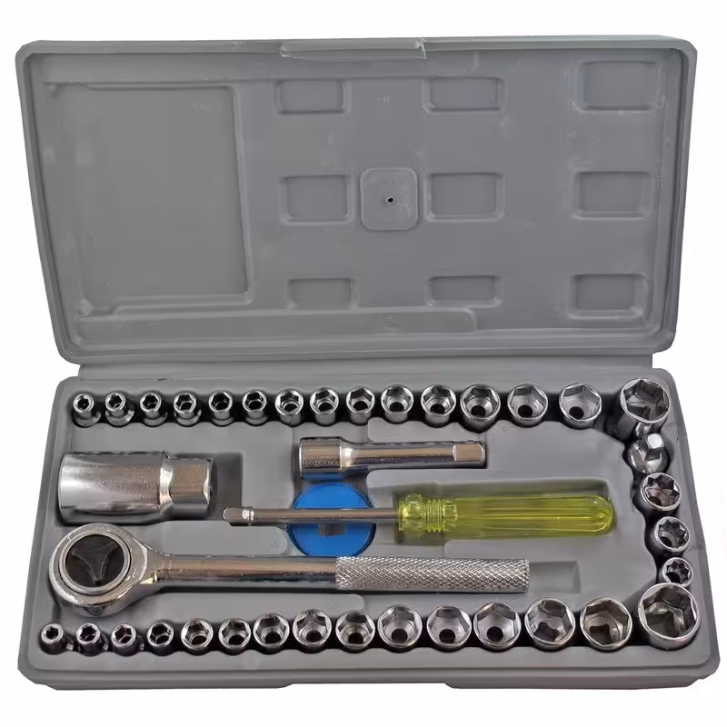 جعبه بکس درایو 1/4 و3/8 مدل 001 مجموعه 40 عددی | کالا مکس