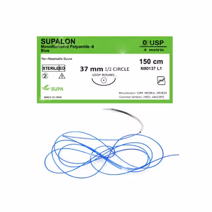نخ جراحی نایلون لوپ راند با سوزن 37 سوپا (supa)
