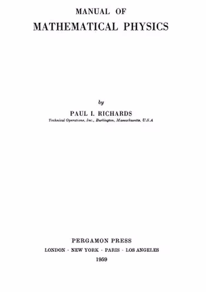 خرید و دانلود نسخه کامل کتاب Manual of Mathematical Physics