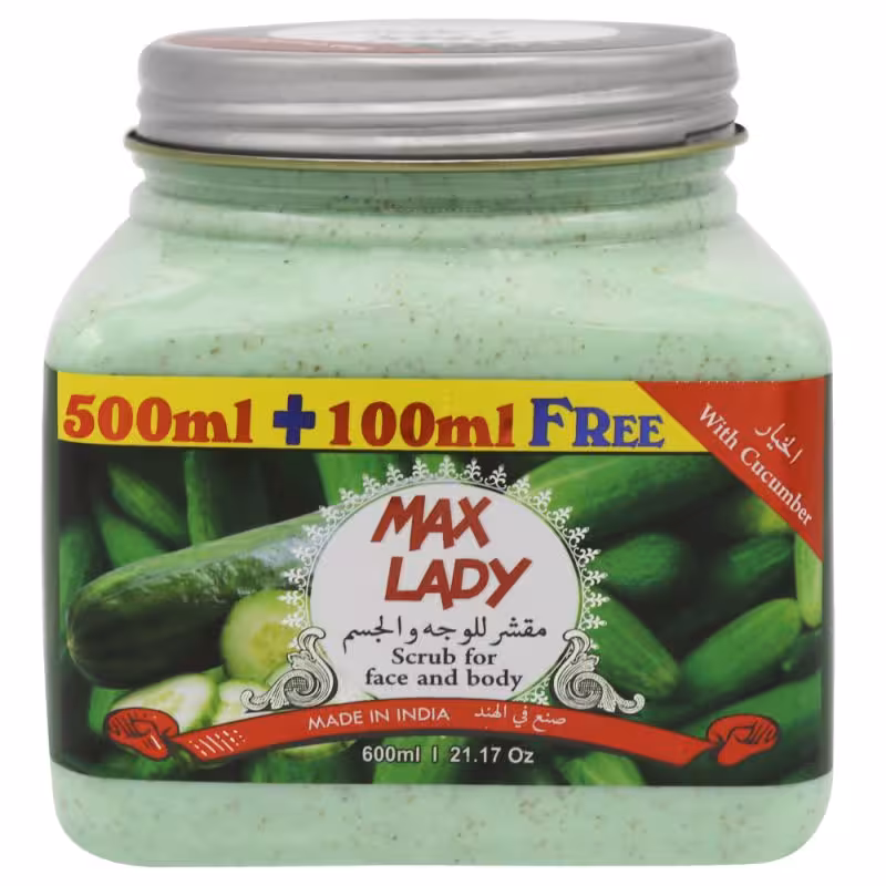 اسکراب خیار صورت و بدن مکس لیدی Max Lady scrub حجم 600 میلی لیتر