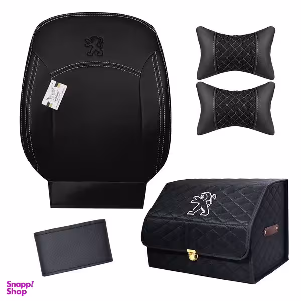 روکش صندلی خودرو سوشیانت مدل A_16 مناسب برای پژو 206همراه با پشت گردنی و جعبه نظم دهنده و دور فرمان