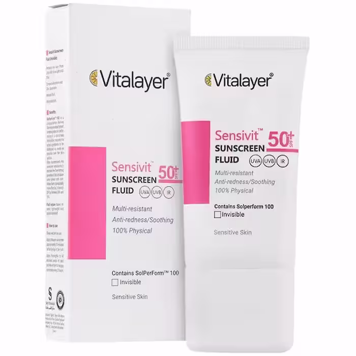 فلوئید ضد آفتاب پوست حساس ویتالایر مدل Sensivite بی‌رنگ SPF50