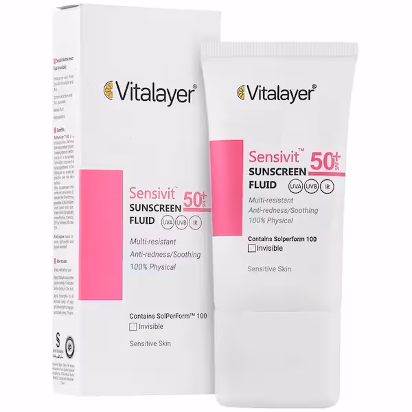 فلوئید ضد آفتاب پوست حساس ویتالایر مدل Sensivite بی‌رنگ SPF50