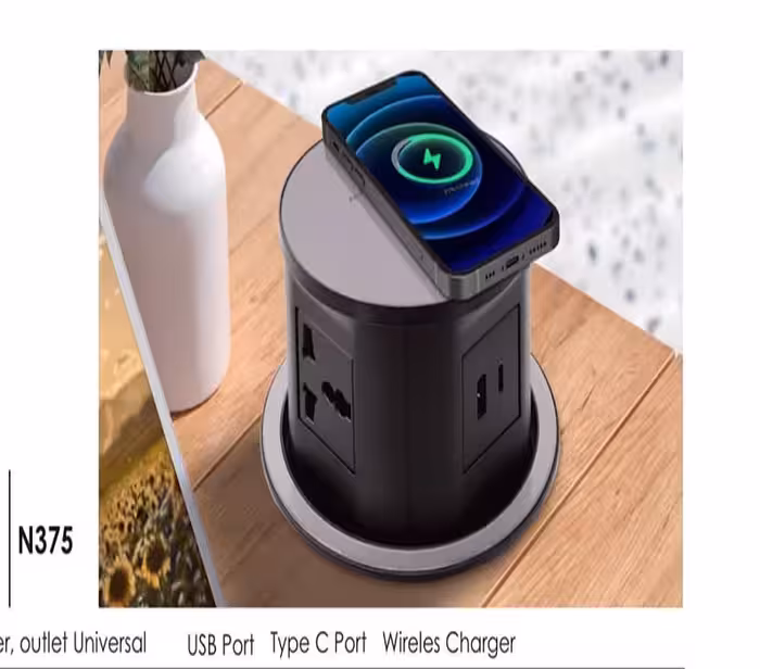 پریز برق لیفت آپ وایرلس شارژر slide volt با رنگ نوک مدادی فانتونی کد N375