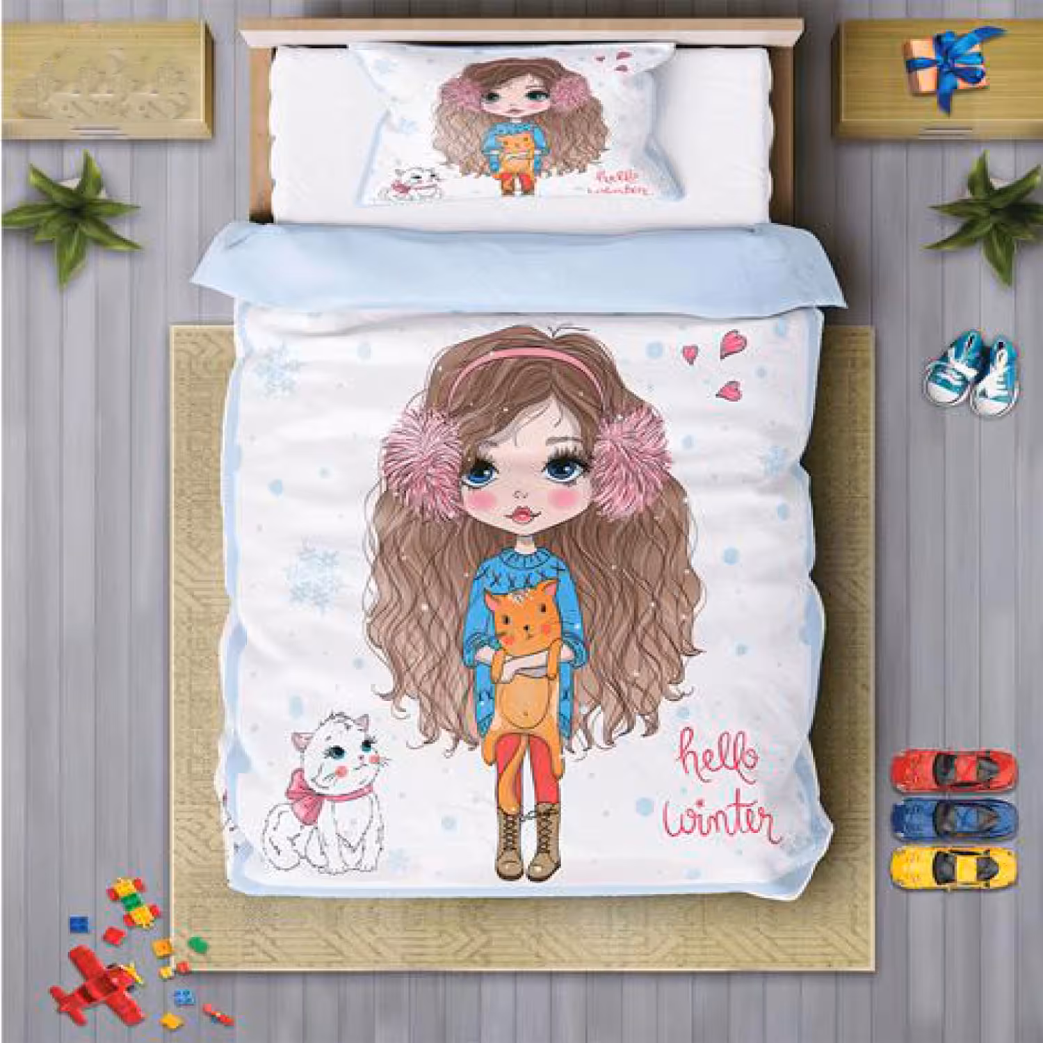 سرویس روتختی دخترانه چیداری مدل 7180 یک نفره چهار تکه