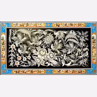 تابلو قلمزنی با قاب خاتم کاری چوگان 50در90