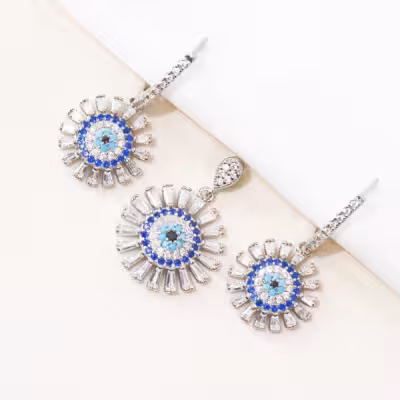 نیم ست نقره چشم نظر مدل خورشیدی مجلسی کد 1622