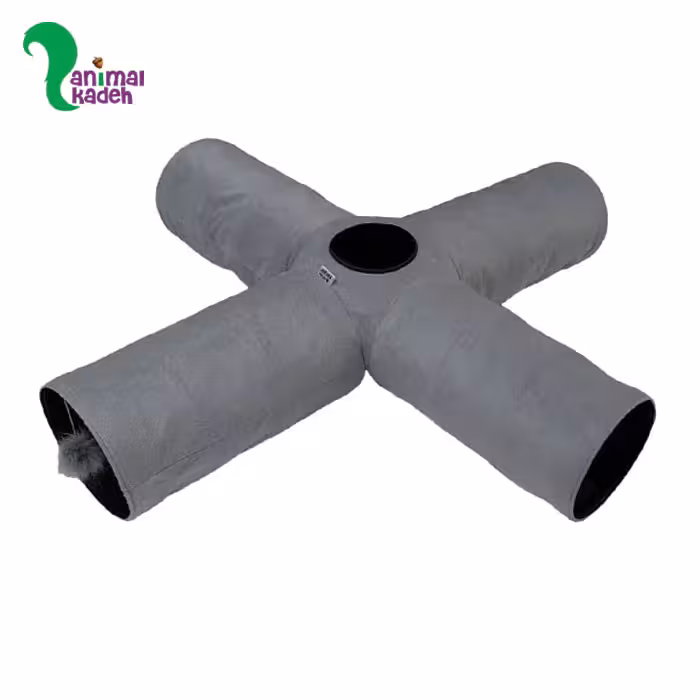 تونل بازی چهار کانال حفره دار مخصوص گربه (طوسی)