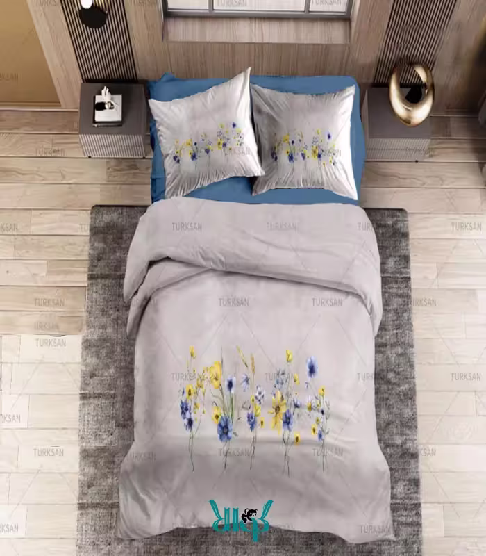 روتختی طوسی گلدار دونفره کد d599