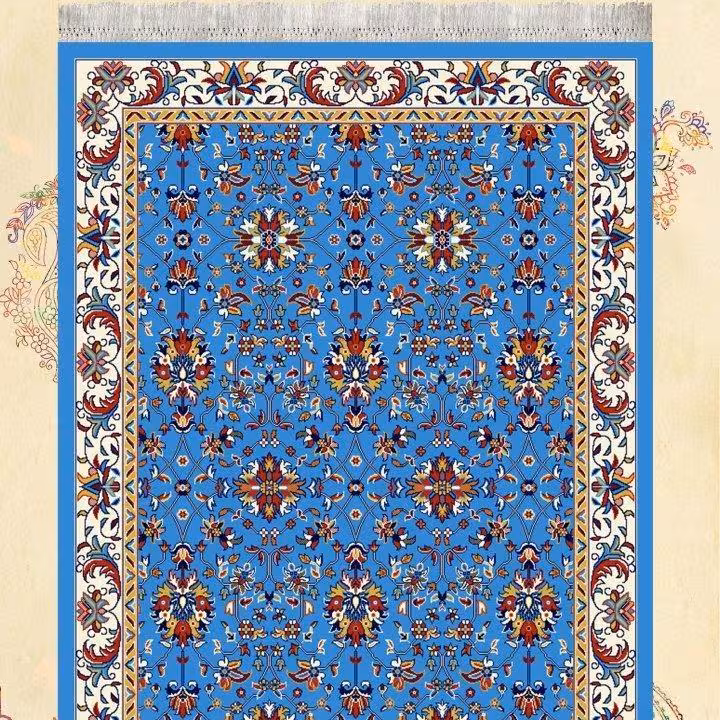 گلیم ماشینی کاشان طرح افشان آبی4متری(2،25در1،5)(هزینه ارسال باخریداروپس کرایه میباشد)