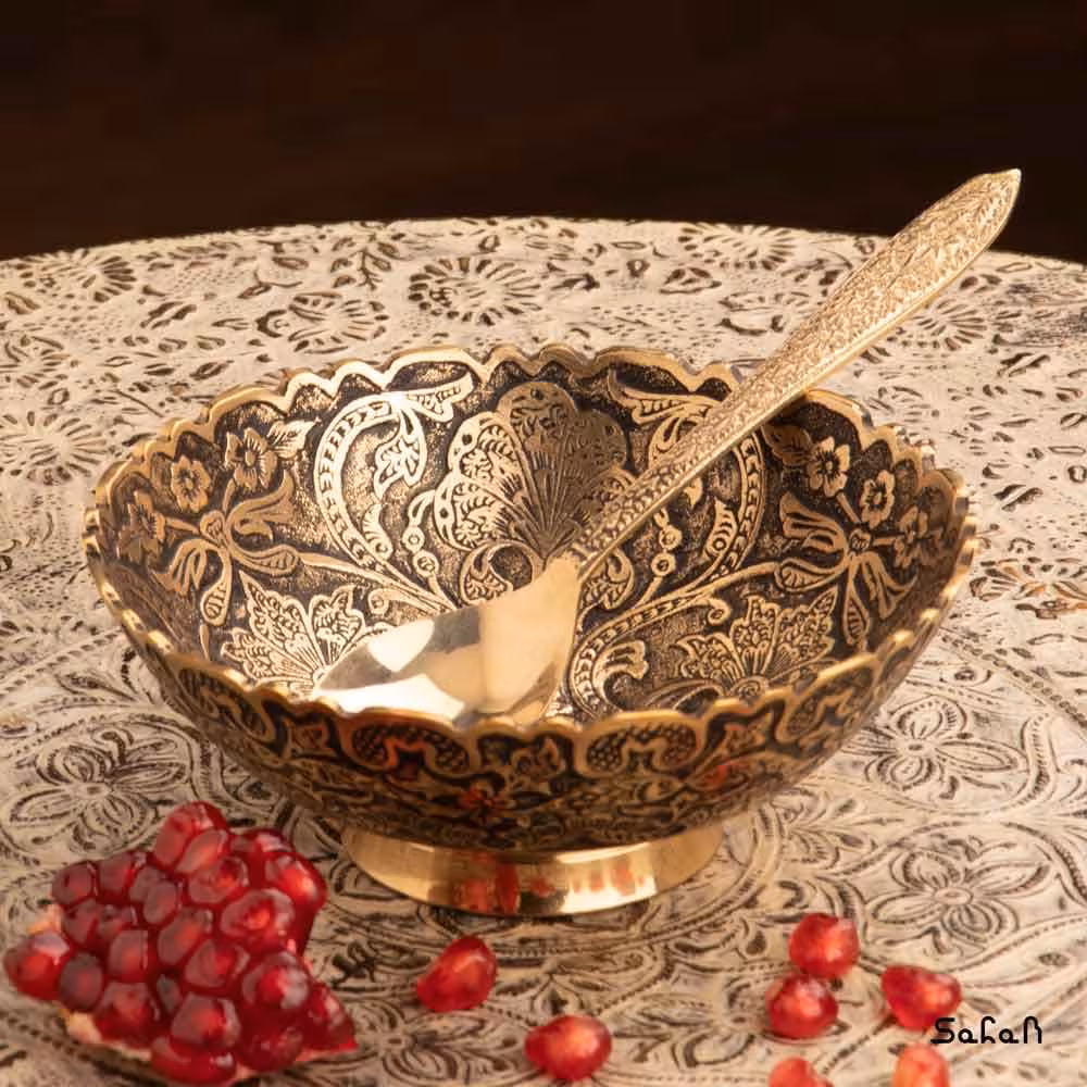 ست انار خوری برنجی طلایی یلدا کد 12