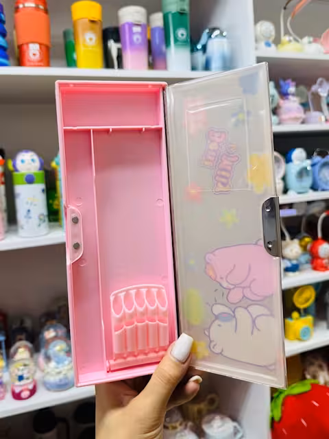 جامدادی کتابی مگنتی طرح خرس صورتی