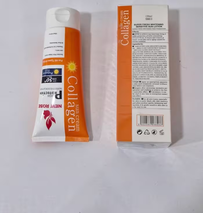 کرم ضد آفتاب بی رنگ کلاژن نیو رز SPF50 حجم 130 میلی لیتر