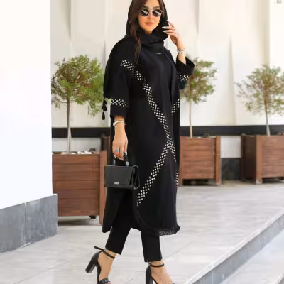 مانتو مجلسی کرپ مدل پانچ محرمی