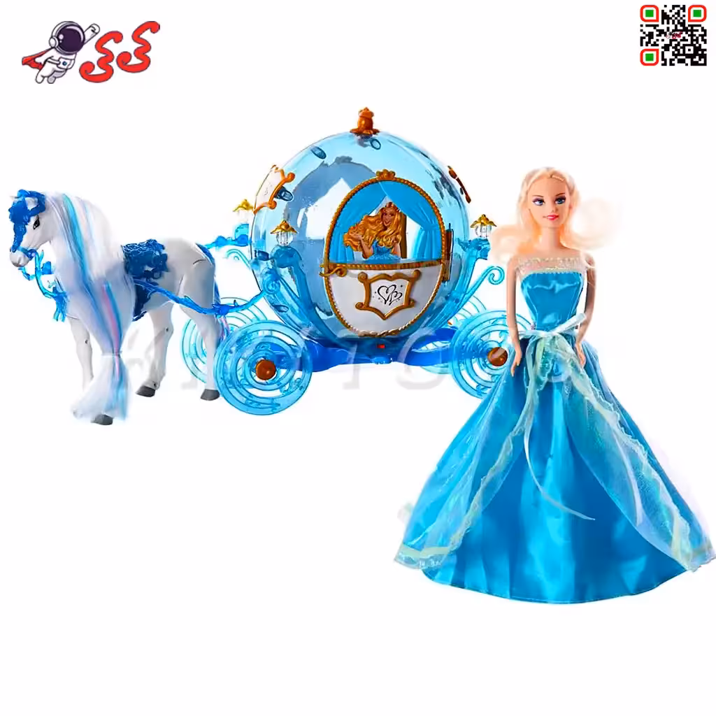 کالسکه اسباب بازی و اسب سیندرلا به همراه باربی WUSION STATE  Cinderella