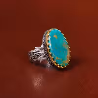 انگشتر فیروزه شجری مردانه کد 30579 - جواهری مشاهیر