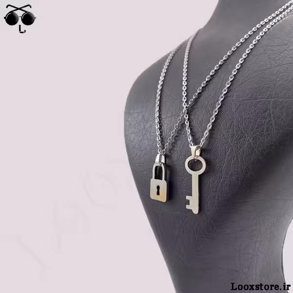 گردنبند ست قفل و کلید عاشقانه استیل