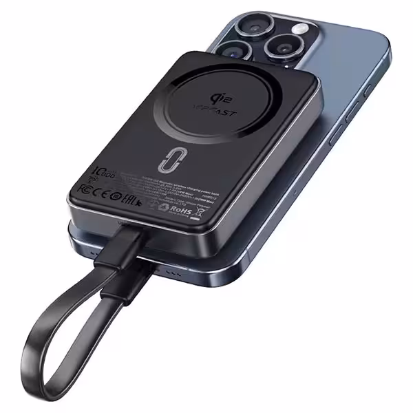 پاوربانک وایرلس ایس فست مدل M11 مگنتی ظرفیت 10000 میلی‌آمپر ساعت