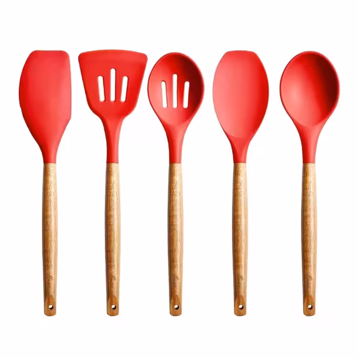 ست 5 تیکه کفگیر رنگ قرمز