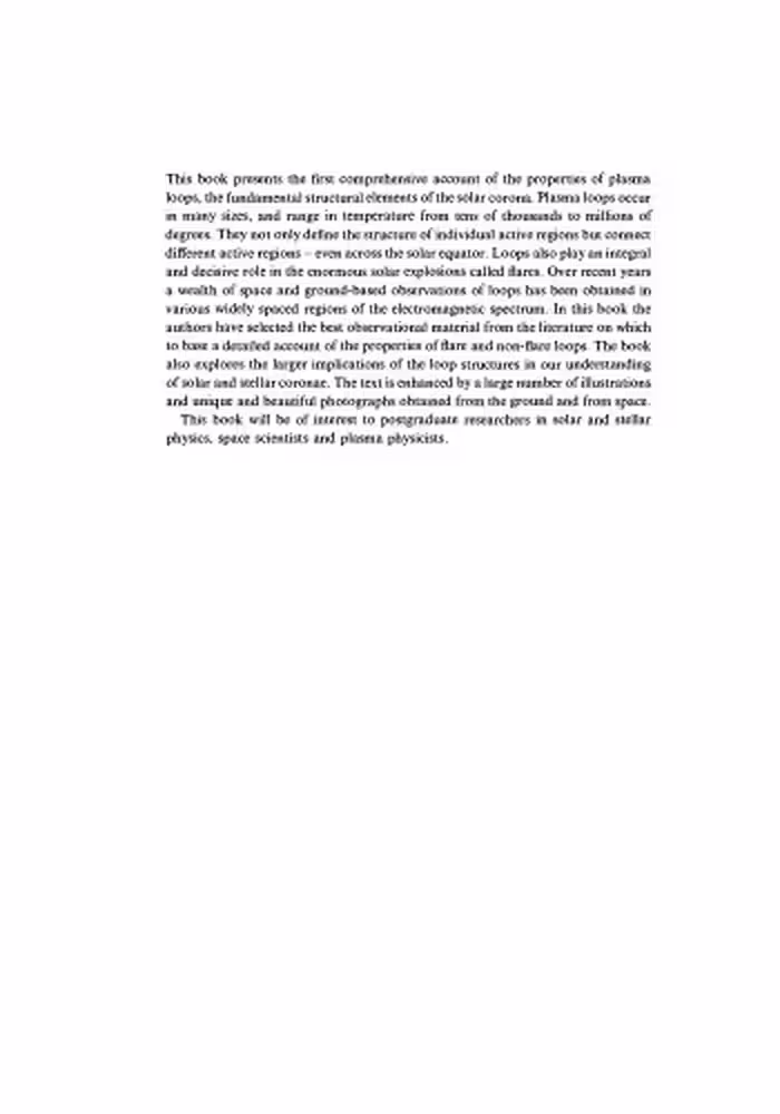 خرید و دانلود نسخه کامل کتاب Plasma Loops in the Solar Corona (Cambridge Astrophysics)