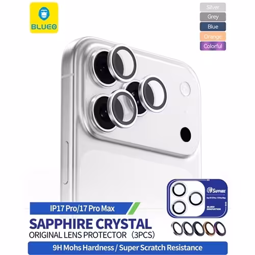 رینگ محافظ لنز بلو یاقوتی کریستالی Blueo SAPPHIRE Crystal Original Lens Glass مناسب برای Apple iPhone 17 Pro max