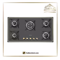 اجاق گاز پنج شعله شیشه ای پرنیان استیل مدل PB-5211فریم طلایی_ولوم کلاسیک new