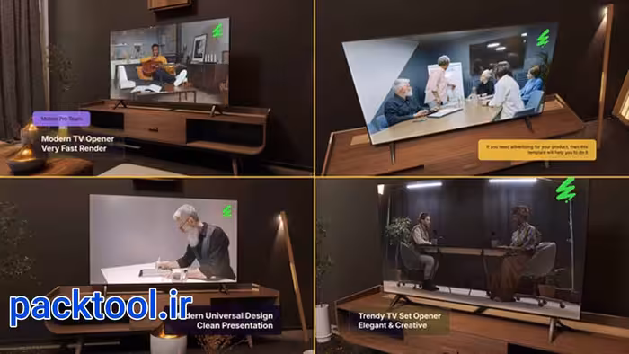 دانلود پروژه پریمیر موکاپ صفحه تلویزیون مدرن Modern TV Screen Opener - پک تول