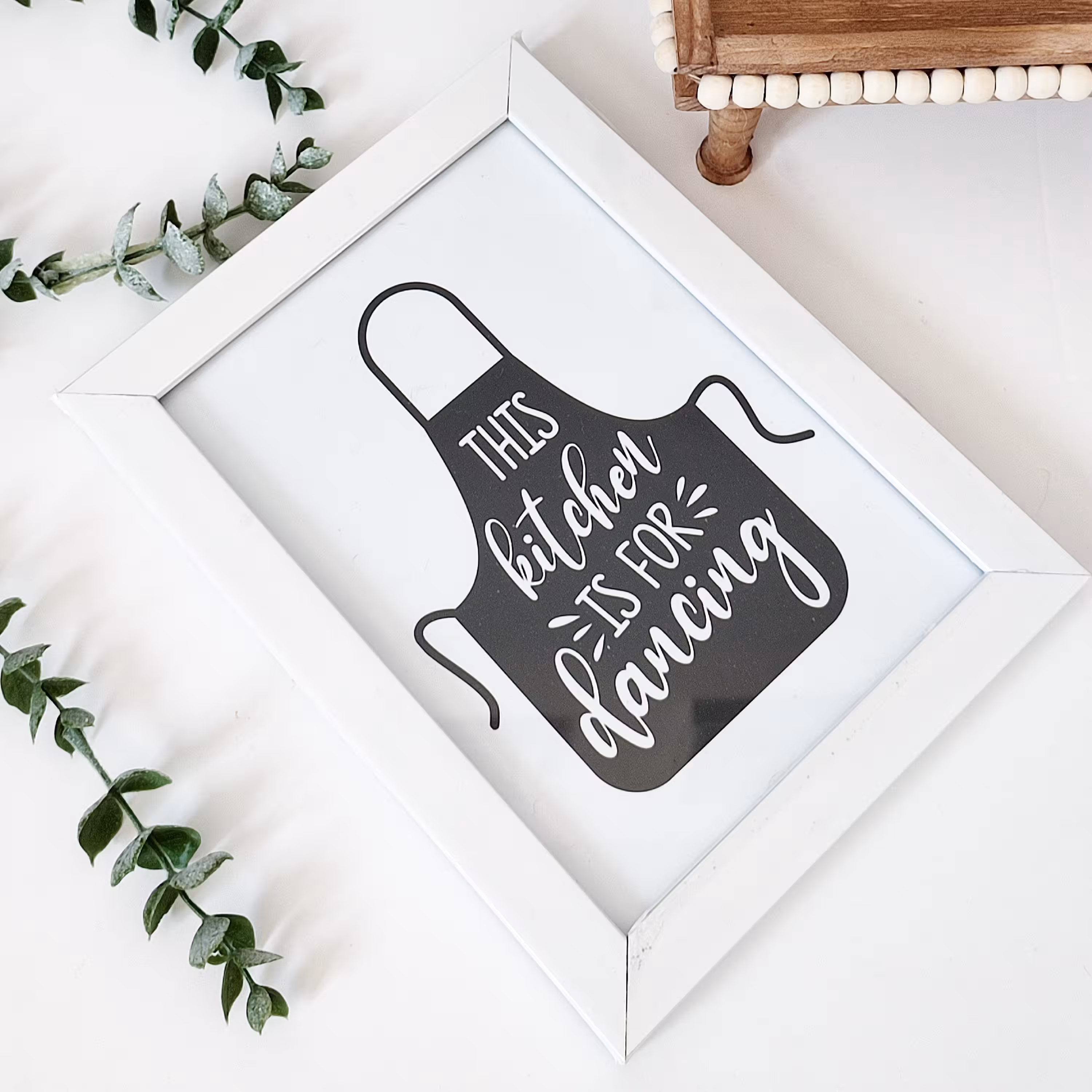 تابلو آشپزخانه چاپی قاب سفید و مشکی